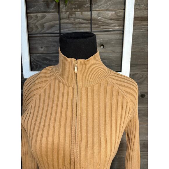 CAbi Tan Ribbed Zip-Up Cardigan - Picture 10 of 10